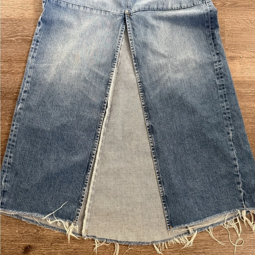 Reformation Blue Denim Maxi Skirt with Slit - Picture 6 of 9